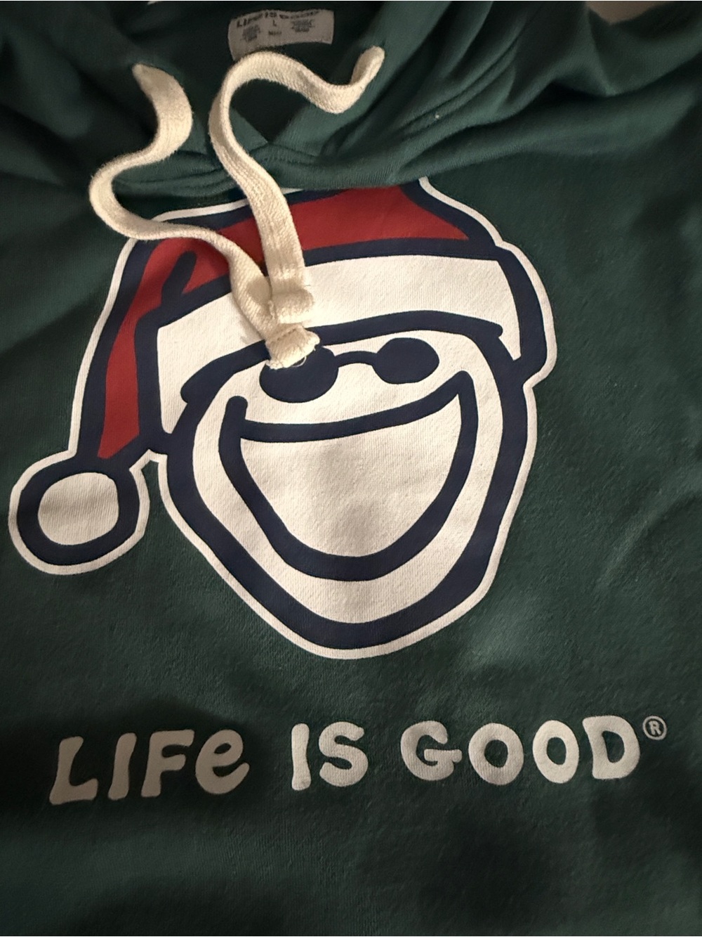 Life Is Good Green Hoodie with Festive Smile Graphics
